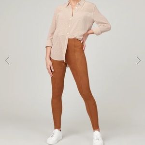 Spanx Faux Suede Leggings (dark brown, size S)